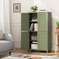 thumbnail image 5 of Bathroom Storage Floor Cabinet Organizer with Adjustable Shelf 4 Magnetic Doors 43" Wooden Pantry Cabinet Freestanding for Kitchen Living Room Small Spaces,Green, 5 of 8