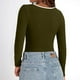 thumbnail image 4 of Top de manga larga con cuello cuadrado para mujer - Jersey de punto otoño 2025, corte ajustado, bloques de color, poliéster/spandex, tallas S-XL, contorno de pecho 79-95 cm, 4 of 6
