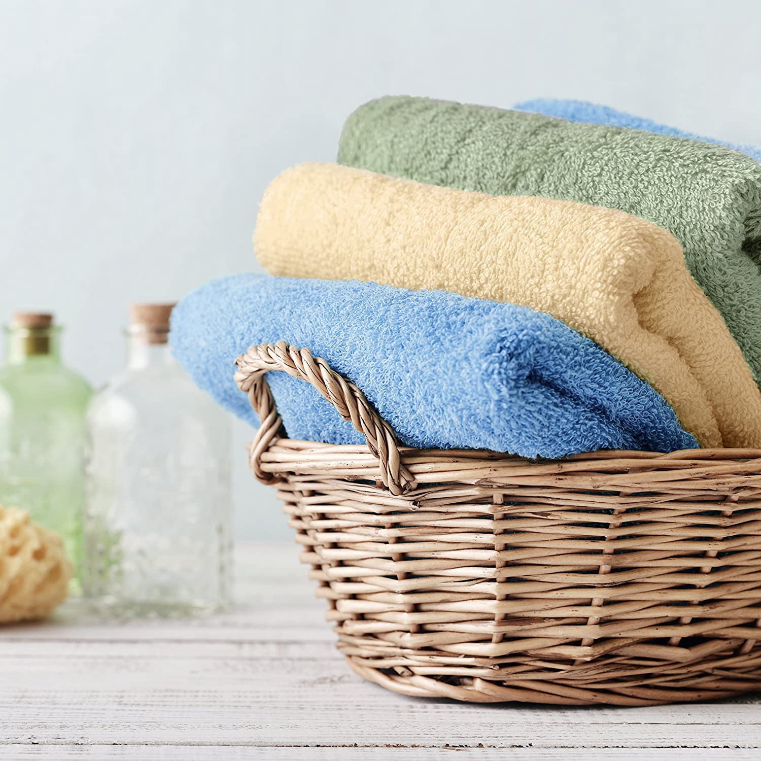 7-Pack 100% Cotton Bath Towels - 27"x54" Soft & Absorbent in 7 Colors