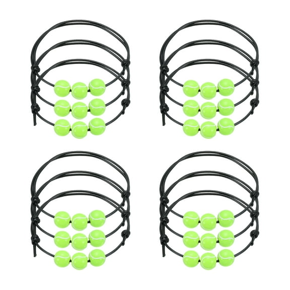 Uxcell 12mm Tennis Charm Bracelets Sports Beads Bracelet Inspirational Wristbands Green 12 Pcs