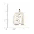 thumbnail image 2 of Auriga 925 Sterling Silver/Rhodium-plated Satin Number 61 Charm for Women (L-22mm, W-18mm), 2 of 4