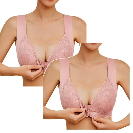 Rinsvye 2 Pcs Womens No Steel Ring Pack of Bras French Womens Front Close Women S Bras Bra T Back Plus Woman Sports Bra Size Seamless Unlined Bra Womens Bras Comfortable Packs for Large Bust
