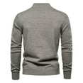thumbnail image 5 of Alkepwun Mens Cardigan Sweater Button Down Stand Collar Round Neck Pullover Long Sleeved Loose Base Shirt Top Sweater, 5 of 9