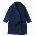 thumbnail image 2 of Toddler Boys Girls Flannel Bathrobes 3-12T Kids Soft Hooded Sleepwear Cartoon Print Night-robe Kids Flannel Hooded Bathrobe Toddler Plush Robes With Belt,Navy,Size 4-5T, 2 of 4