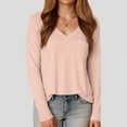 thumbnail image 6 of Godom V Neck T Shirts for Women Long Sleeve Tops Solid Color Tee Casual Shirts, 6 of 7