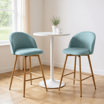 Homy Casa Set of 2 Modern Upholstered Counter Stools with 26 Inch Seat Ergonomic Back and Metal Footrest for Small Spaces Kitchen Island and High-Top Tables