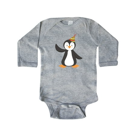 

Inktastic Cute Penguin Penguin With Party Hat Gift Baby Boy or Baby Girl Long Sleeve Bodysuit