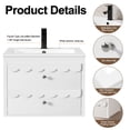 thumbnail image 6 of 24" Wall Mounted Bathroom Vanity with Ceramic Sink Top, Faucet, Decorative Wavy Edge, 6 of 10