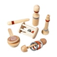 thumbnail image 1 of 5x juguetes de madera para bebés castañuelas trompeta de madera instrumentos musicales para niños de 6 a 12 meses, 1 of 9