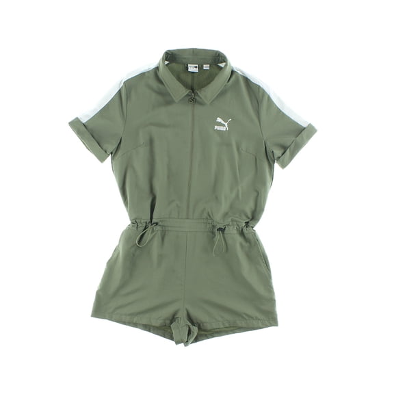 Puma Classics Woven Romper Womens Rompers Size Xs, Color: Olive Grey