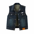 thumbnail image 2 of Zysthvn Denim Womens Jackets Sleeveless Single Breasted Casual Plus Size Women's Coats with Pockets Button Solid Vintage Tops, 2 of 9