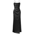 thumbnail image 4 of Robe Maxi Aguichant en Satin pour Femmes, Bretelles Rehausseur, Robe Longue Froncée pour Soirée, 4 of 5