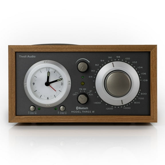 Tivoli Audio Model Three AM/FM Bluetooth Clock Radio with USB Charging Ports (Metallic Taupe/Cherry)