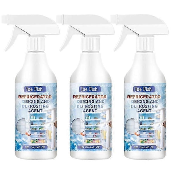 Limpiador en aerosol para refrigeradores, removedor de capas de hielo, prevención de escarcha, mejora el enfriamiento, mejora la frescura de los alimentos, agente descongelador para refrigeradores, 3