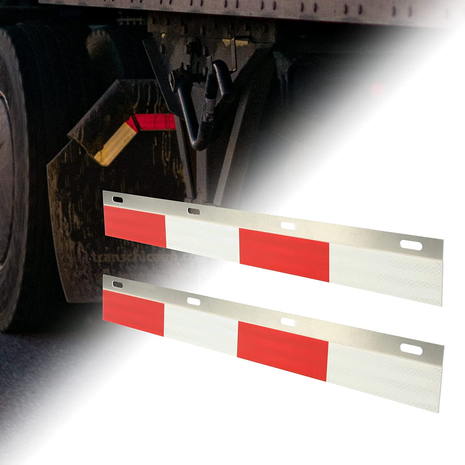 Kojem Aluminum Mud Flap Straight Conspicuity Reflector Top Flap Plates