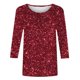 thumbnail image 5 of Tejiojio Women's Sequin Top Round Neck 3/4 Sleeves Sparkly Casual Party Blouse S-2XL, 5 of 5