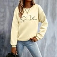 thumbnail image 2 of MaFYtyTPR Women's Casual Sweatshirts Fashion Round Neck Printed Hoodless Long Sleeved Loose Comfy Top ZB-Beige L, 2 of 5
