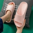 thumbnail image 3 of B91xZ Platform Slides for Women Color Block Flat Sandals Open Toe Beach Slides Outdoor Shoes,Pink 7.5, 3 of 5