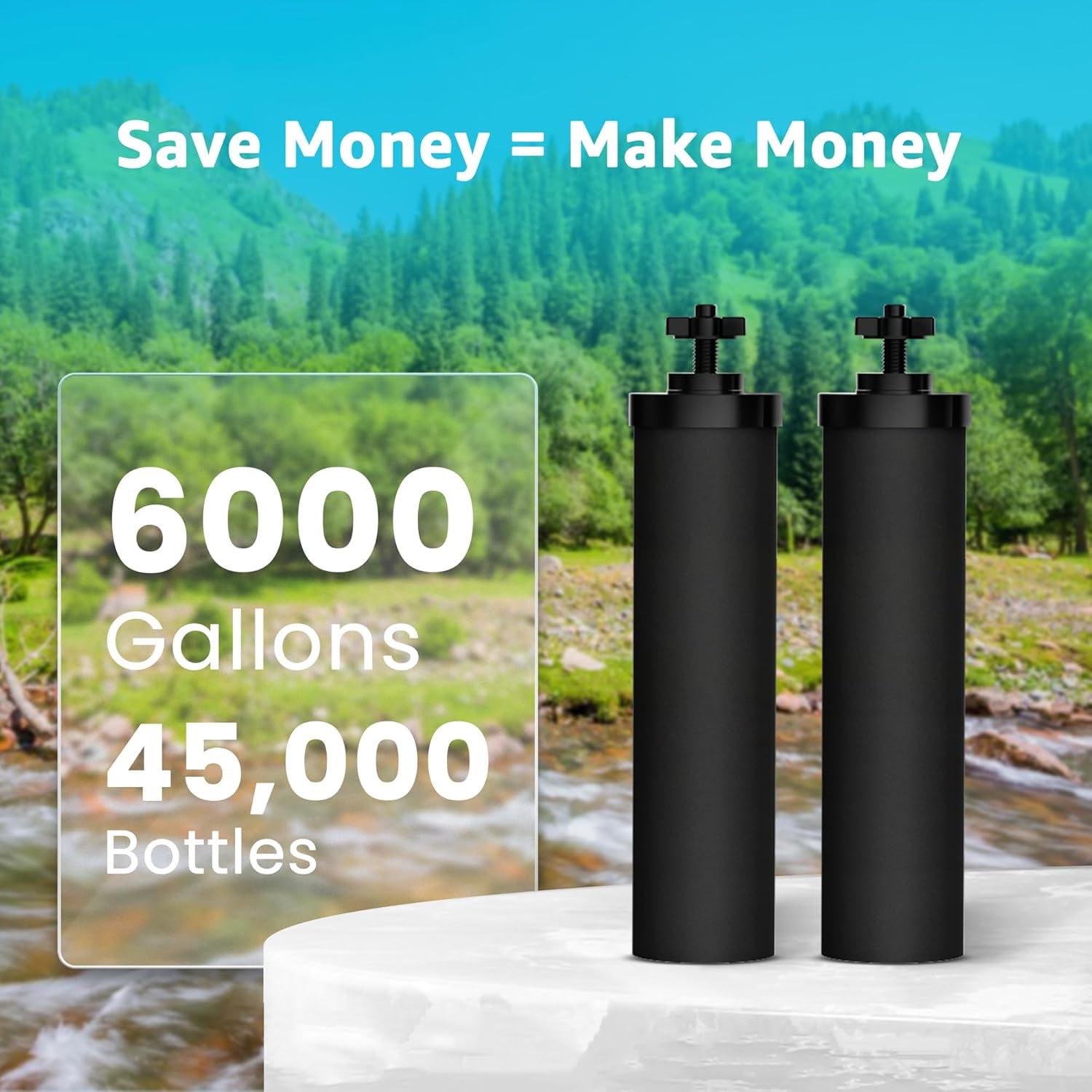 AQUA CREST NSF/ANSI 42&372 Standard Water Filter, Replacement for Berkey® Gravity Water Filter System, Berkey® BB9-2® Black Filters & PF-2® Fluoride Filters
