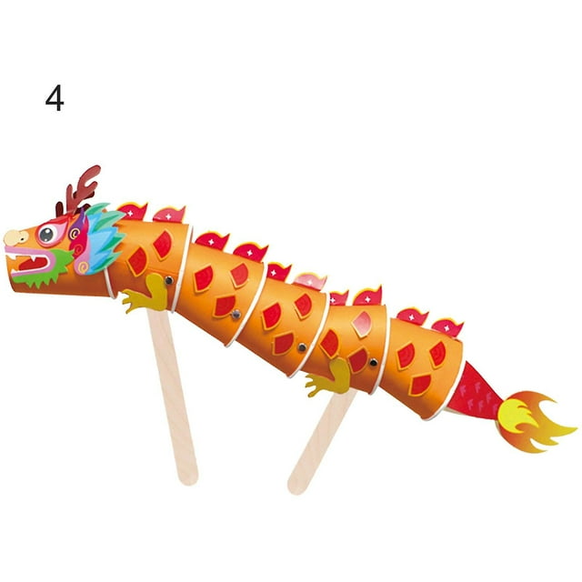 1 Set Paper Handcraft Kit Diy Funny Changeable Dragon Paper Craft Ornament For Kindergarten-SHUNJING