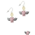 thumbnail image 2 of Delight Jewelry Pink Flying Pig with Wings Goldtone Leaf French Earrings, 2 of 4