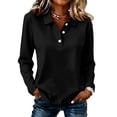 thumbnail image 6 of Womens Long Sleeve Polo Shirts V Neck Collared Button Down Shirt | Polo Shirts,V Neck, Collared, Button Down Black XL, 6 of 6