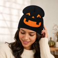 thumbnail image 6 of 22IN Halloween Pumpkin Knit Hat, Jack‑O‑Lantern Skull Cap, Warm Fall Winter Costume Accessory for Men Women Halloween Party &Daily Wear,N, 6 of 6