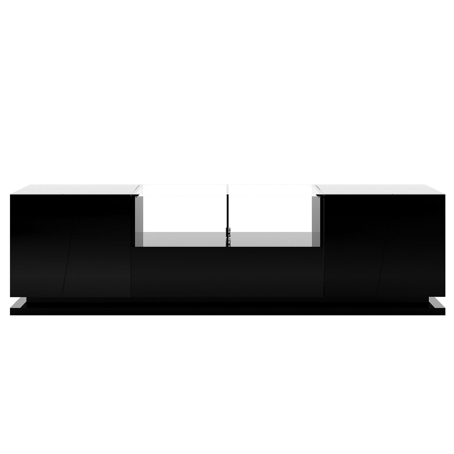 Kepooman TV Stand with Tempered Glass, TV Cabinet with Sorage and LED Color Changing Lights for Living Room, Black Kepooman TV Stand with Tempered Glass, TV Cabinet with Sorage and LED Color Changing Lights for Living Room, Black