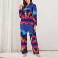 thumbnail image 2 of Pajama Sets for Women 2 Pcs, Beach with Palm Trees A Button Down Long Sleeve Sleepwear Lounge PJ Sets, 2 of 6