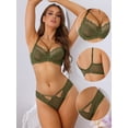 thumbnail image 3 of Unique Bargains Women's Floral Lace Lingerie 2 Piece Bra and Underwear Sets D 36 Green, 3 of 6