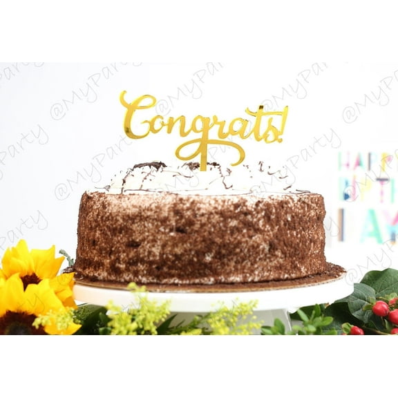 Congrats Cake topper acrylic mirror Gold Class of 2025 graduation decorations party graduation 2025 balloons graduation
