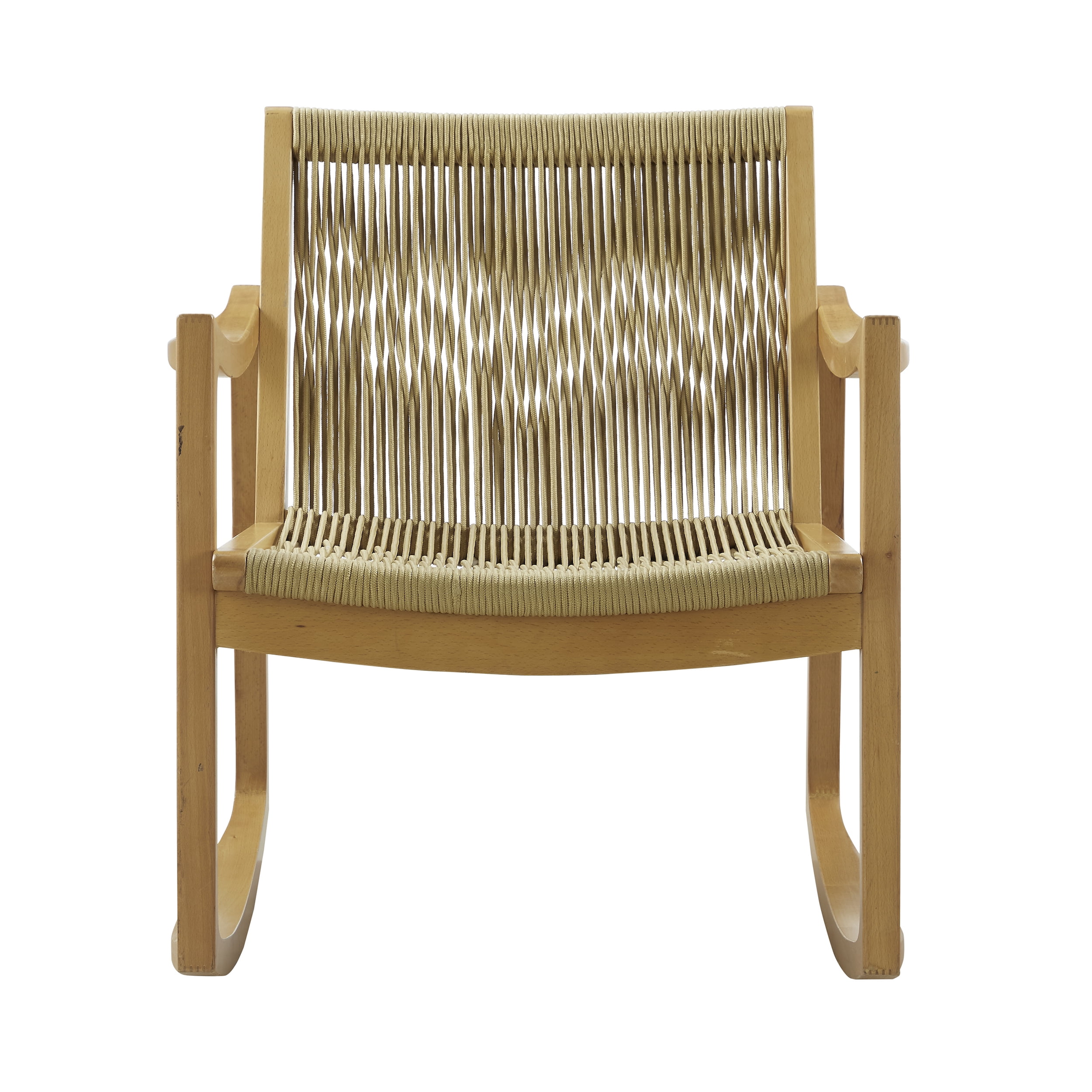 Powell Quinlan Boho Woven Rope Indoor Rocking Chair, Natural