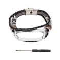 thumbnail image 1 of Watch Bracelets, Comfortable Skin Friendly Easy Install Exquisite Retro Leather Strap  For Mi Band 6 Smartwatch Black And Silver, 1 of 8