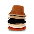 thumbnail image 3 of CoCopeanut Topi Ember Korduroi Reversibel Topi Wol Domba Musim Dingin untuk Wanita Pria Topi Pancing Panama Topi Nelayan Atas Datar Topi Mode Baru, 3 of 6