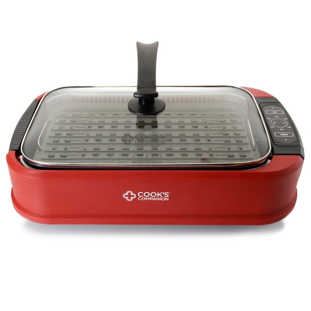 Cook's Companion 1500W Smokeless Nonstick Best Indoor Tabletop Grill w