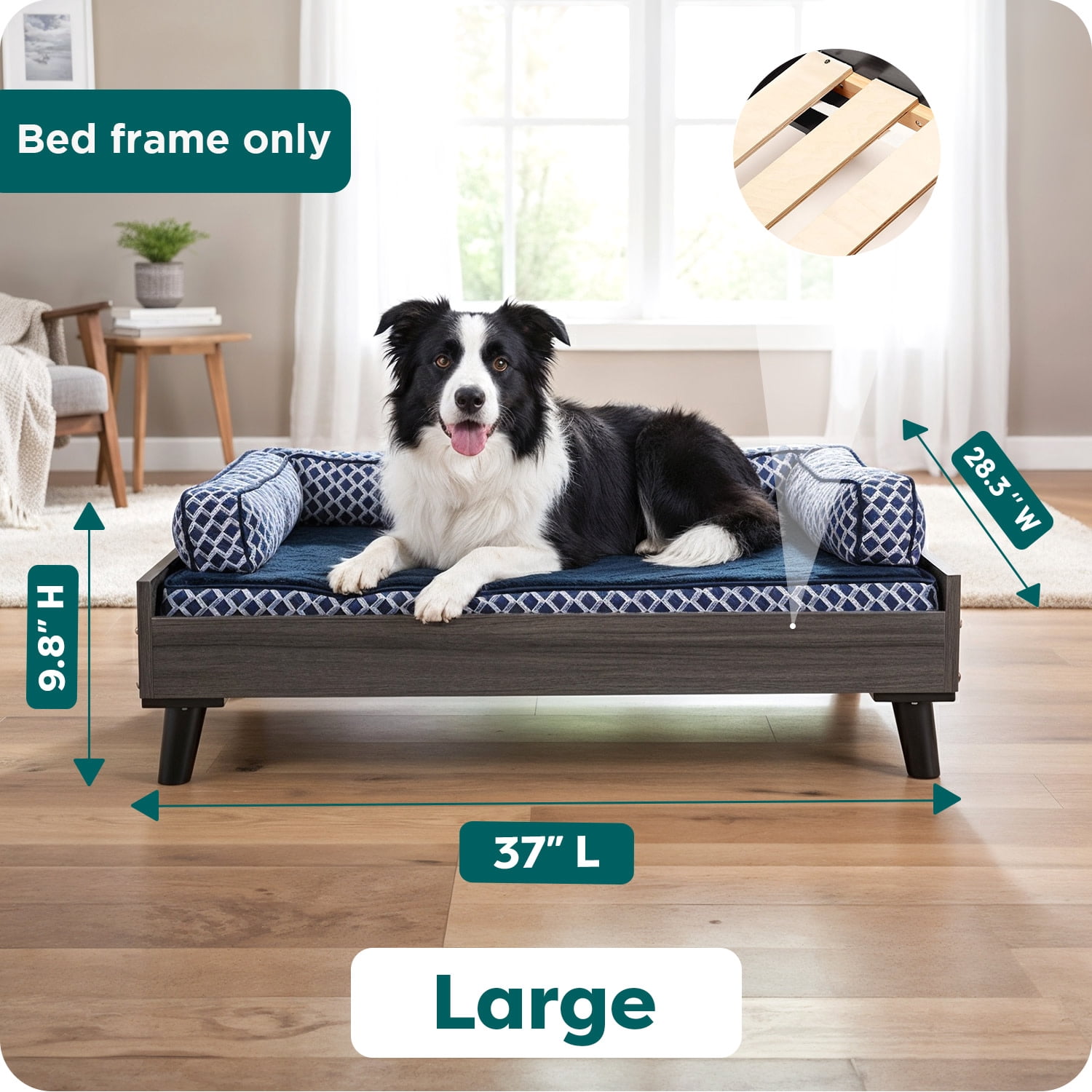 FurHaven | Bed Frame for Pet Beds & Mattresses, Gray, Large
