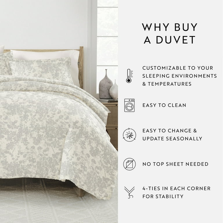 Noble Linens Gray Vine Trellis 3-Piece Duvet Cover Set - King photo 5