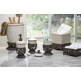 thumbnail image 3 of Small Cream Ceramic Wastebasket with Acanthus Leaf Metal Base, 3 of 3
