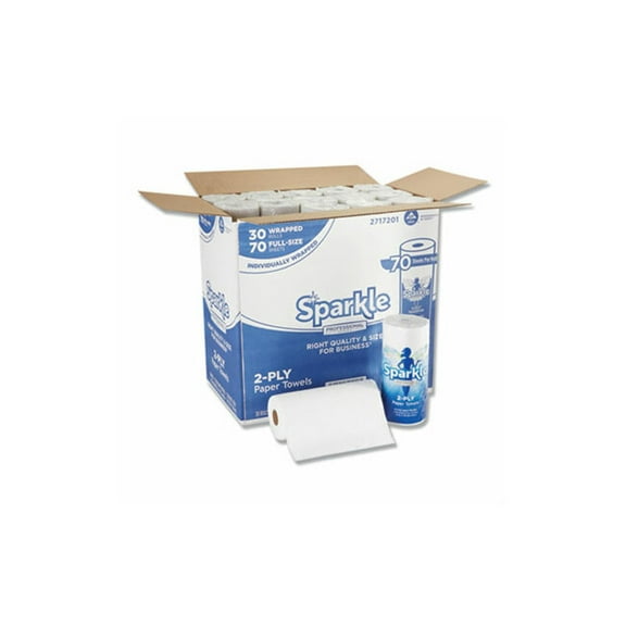 Sparkle Professional Series 2-Ply Perforated Kitchen Paper Towel Rolls by GP PRO (Georgia-Pacific), 2717201, 70 Sheets Per Roll, 30 Rolls Per Case