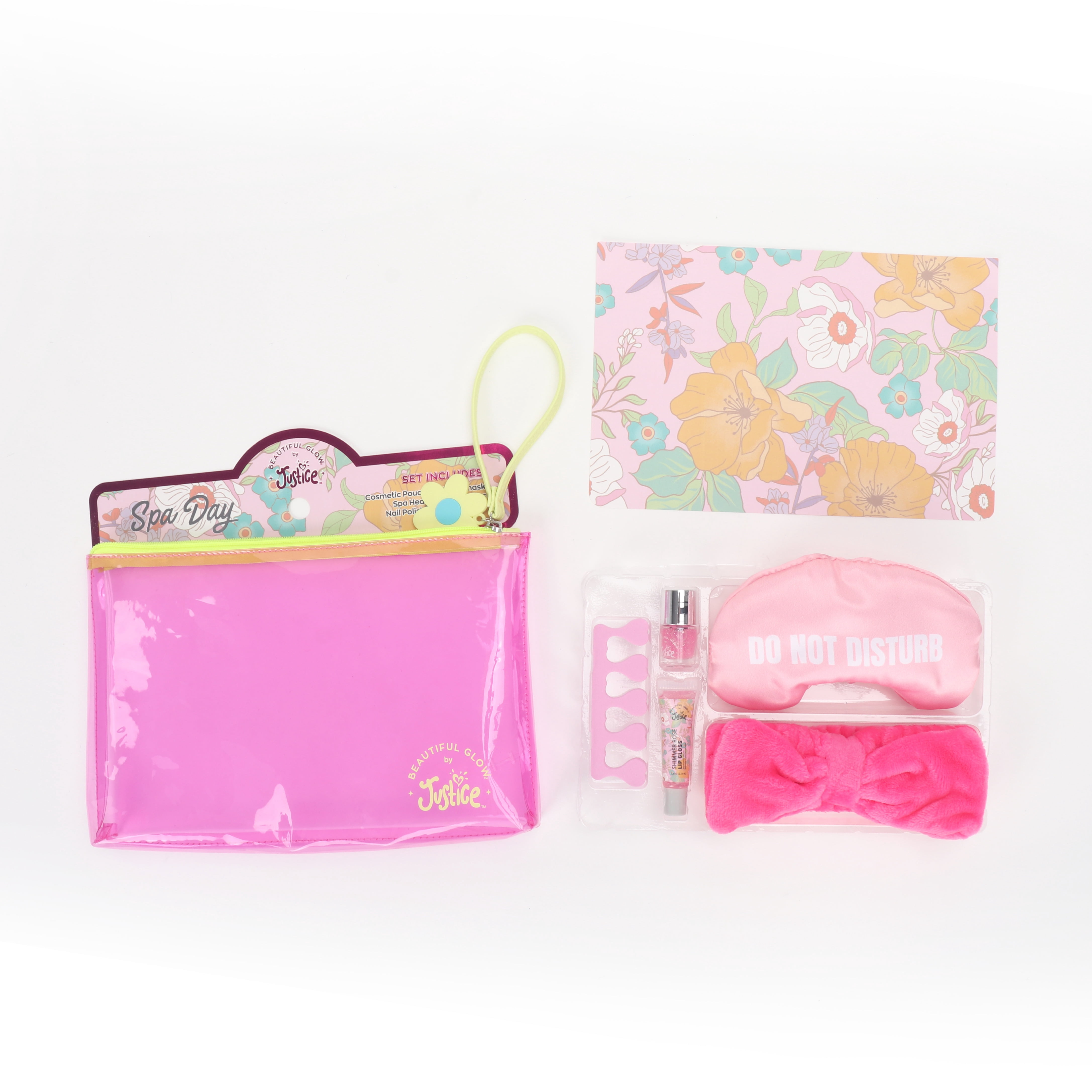 Justice Girl's Spa Day and Wristlet Pouch Set, 6-Piece Set, Pink