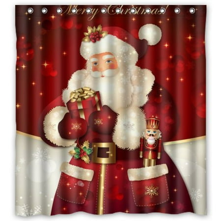 Santa Bathroom Set GreenDecor Merry Christmas Dreamlike The Santa Claus Waterproof Shower Curtain Set with Hooks Bathroom Accessories Size 66x72 inches ()