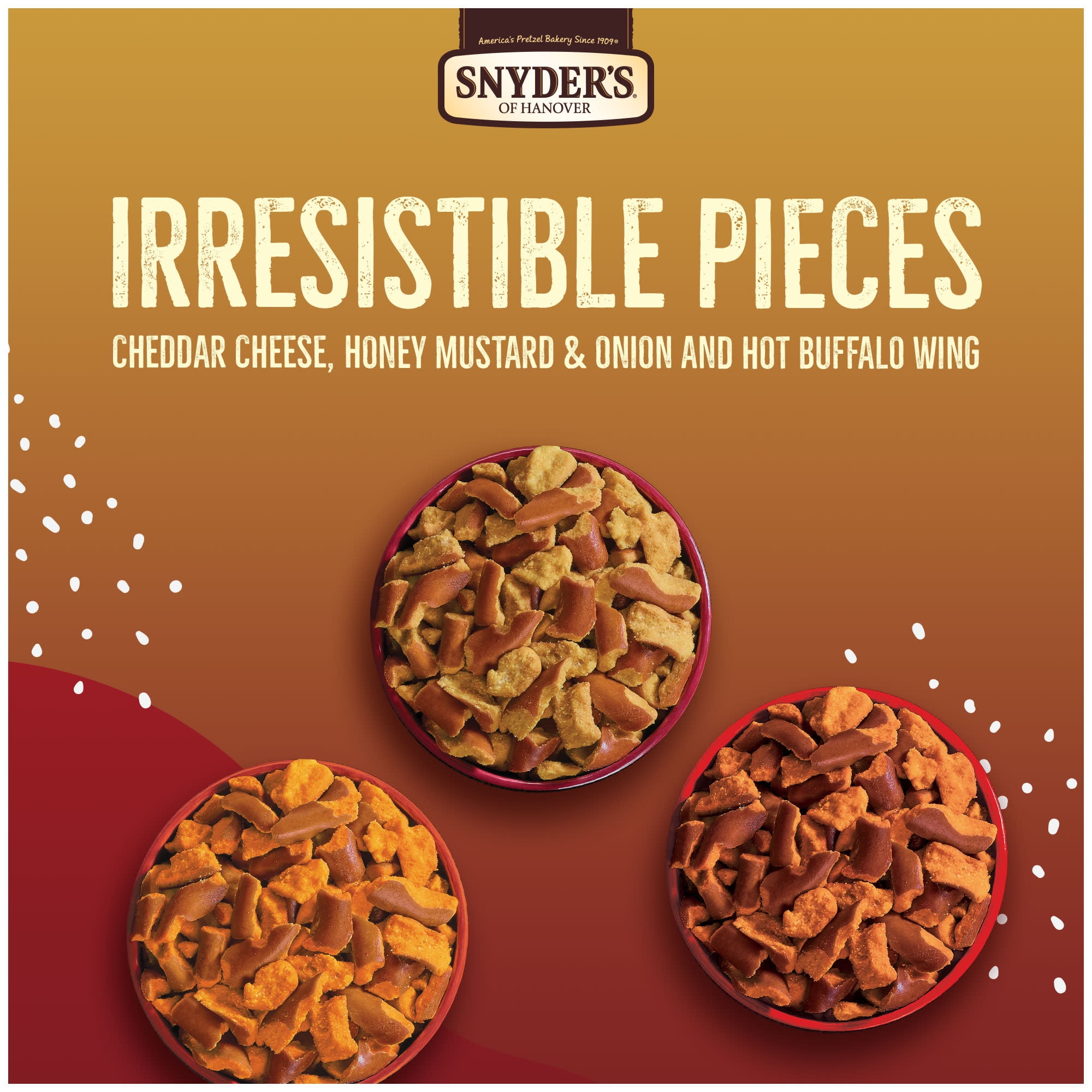 Snyder's of Hanover Pretzel Pieces, Variety Pack of Pretzels Individual Packs, 2.25 oz, 18 Ct