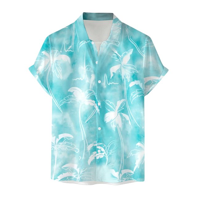Camisas Para Hombre Slim Fit Hombres manga corta primavera verano casual impreso camisas top blusa camisas (Green, XL)