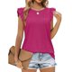 thumbnail image 2 of Blusas de manga corta, blusa de verano con cuello redondo y ojales, blusas casuales de manga corta, valor excepcional, 2 of 2