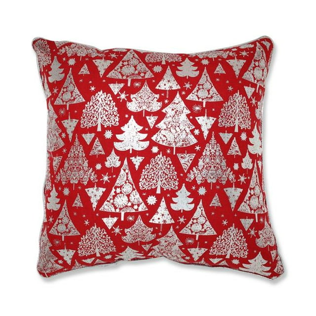 Pillow Perfect 630212 17 in. Metallic Christmas Trees Throw Pillow - Red