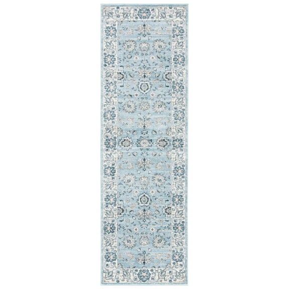 SAFAVIEH Isabella Kiana Oriental Runner Rug, Light Blue/Cream, 2'2" x 8'
