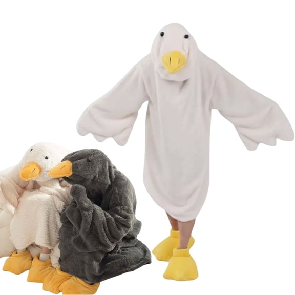 Duck Goose Onesie Wearable Blanket Hoodie, Oversized Duck Pajamas Sleeping Bag Costume, Warm Cozy Snuggy Duck Blanket with Hood