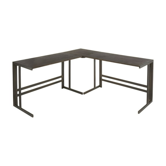 LumiSource Roman Industrial L Shaped Computer Desk