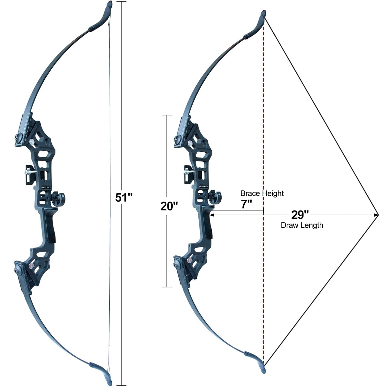 Clianle 51" Hunting Training Recurve Bow Set, Adult Beginner Kit with 6 Arrows and Archery Accessories, 40 Lbs, Black