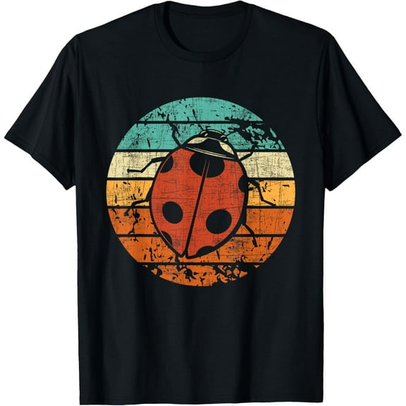 Retro Vintage Ladybug - Animal Insect Lover Ladybird Beetle T-ShirtMen's and women's gift, black and white T-shirt, size: Extra large S-4XL
